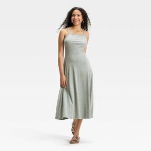 Rib Maxi A-Line Dress - Heather Gray XL